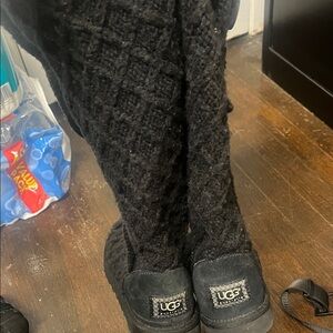 UGG Black Cable Knit Boots